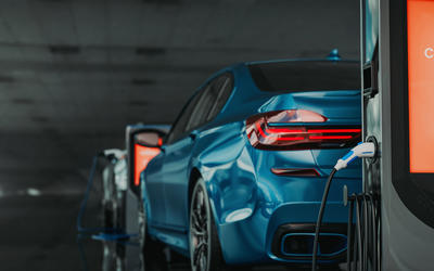 electric car at charging station