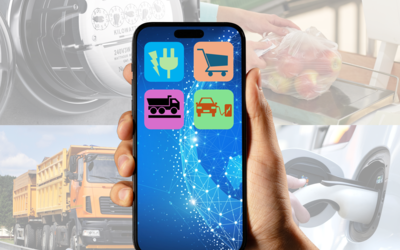 hand holding a cellphone showing four different apps