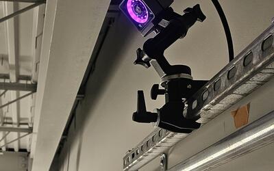 OptiTrack motion capture camera, mounted in NIST PSCR's Z-Axis Test Facility