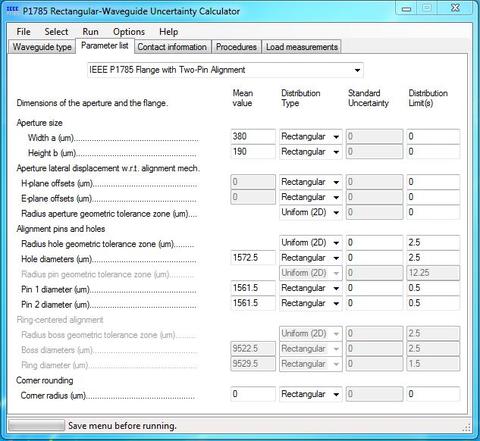 IEEE P1785 Rectangular-Waveguide Uncertainty Calculator