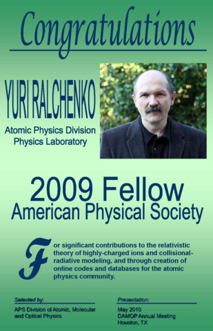 2009 Fellow American Physical Society Award