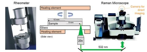 Scehmatic of rheo-Raman microscope