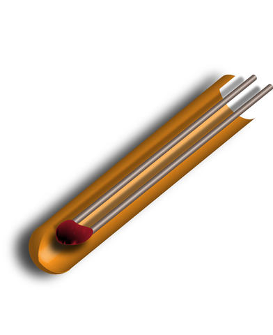 Diagram of a thermistor with a red blob at the bottom representing typical resistor placement Diagram of a thermistor with a red blob at the bottom representing typical resistor placement