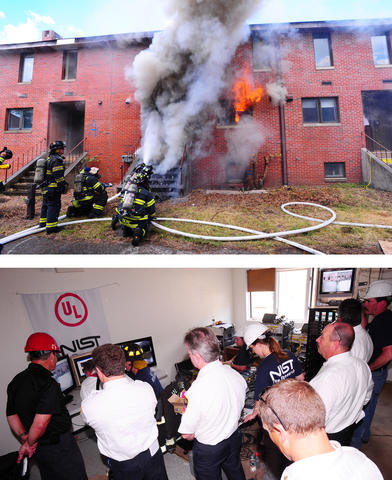 The New York City Fire Department, NIST and Underwriters Laboratories set fire to 20 abandoned townhouses on Governors Island, New York