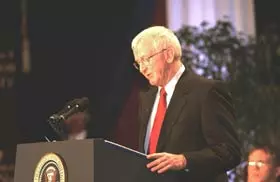 Charles W. Sorensen, chancellor, University of Wisconsin-Stout, speaking at the Malcolm Baldrige National Quality Award ceremony. 