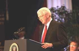 Charles W. Sorensen, chancellor, University of Wisconsin-Stout, speaking at the Malcolm Baldrige National Quality Award ceremony. 