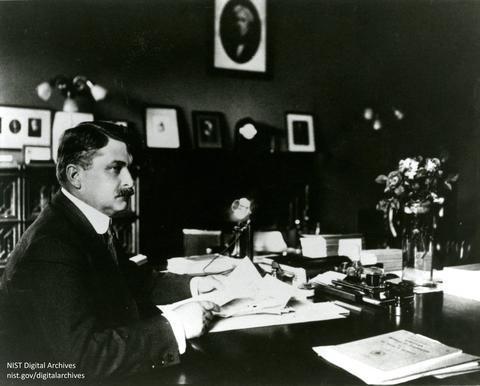 Samuel Stratton, first director of NBS, sitting at his desk