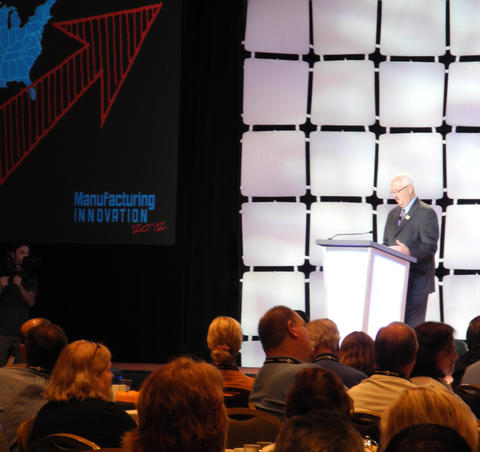 Roger Kilmber speaking at the Manufacturing Innovation 2012 conference