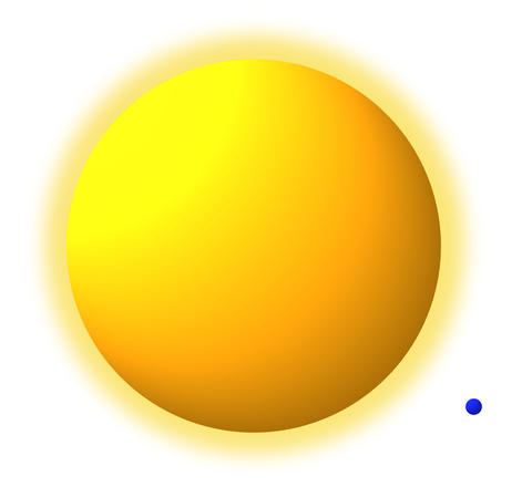 Illustration showing how much smaller sodium-like tungsten ions are compared to sodium atoms.