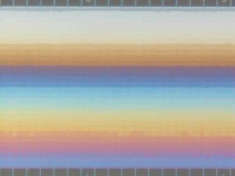 Overhead view of the NIST-Cornell 3-D nanofluidic device showing the different depth levels within the chamber as horizontal bands. 