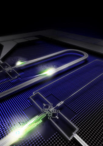 Artist's rendition of the NIST superconducting quantum computing cable.