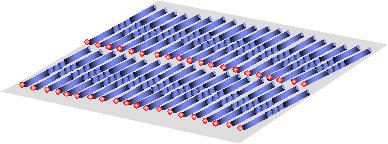 Illustration shows how crystalline zinc oxide nanowires push "seeds" of gold nanoparticles forward as they grow.