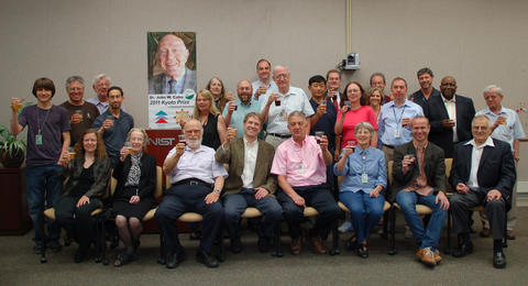 Colleagues at NIST raise a toast to John Cahn for being selected to receive the 2011 Kyoto Prize.