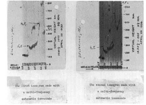 the first and second ionogram made with a multi-frequency automatic ionosonde