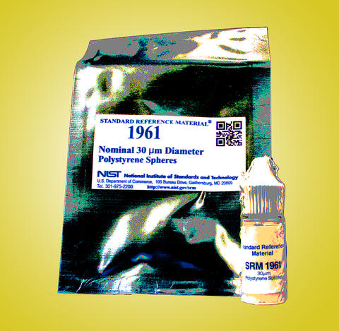 Posterized image of NIST SRM 1961 showing foil pouch and bottle