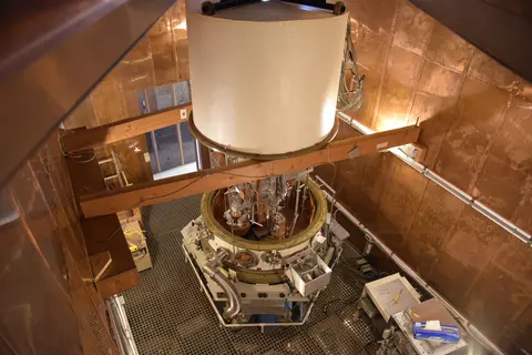 NIST-3 watt balance in its copper-clad, magnetically shielded lab