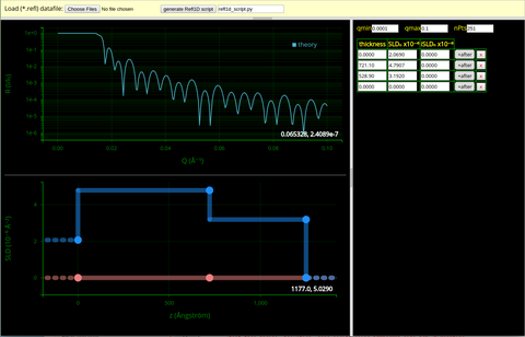 Online reflectivity calculator snapshot