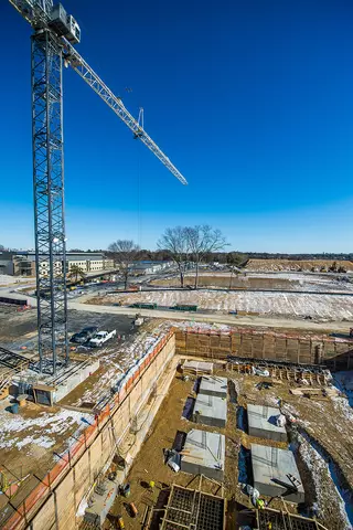 A crane over an open hole