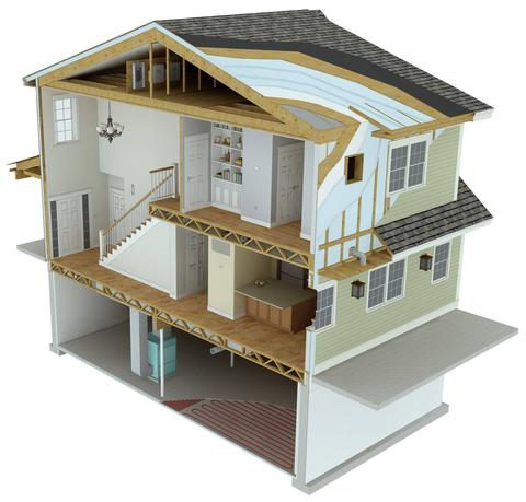 Illustrated cutaway showing the inside of the Net Zero Energy House