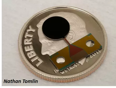&nbsp;Image of optical detector on coin&nbsp;taken with stackshot camera