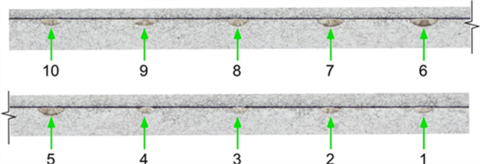 Metallographic cross section 8 x 4 tile composite showing all ten traces as observed in the reflected light bright field mode