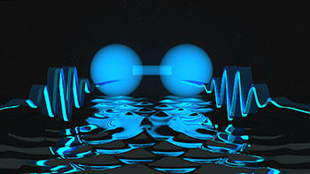 Artists conception of two photons depicted as waves