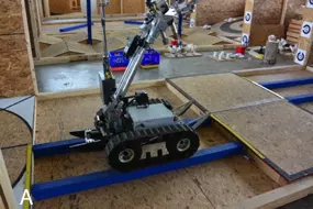 A basic maneuvering test to Align Edges emphasizes rotational control to align the robot perpendicular to the landing edges, and parallel to the rail edges to traverse. 