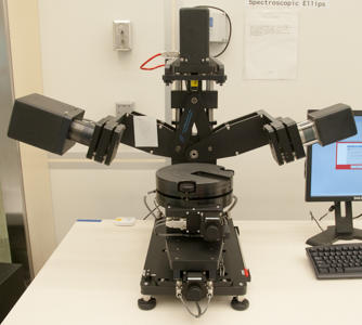 Photograph of the J. A. Woollam M-2000 DI spectroscopic ellipsometer.