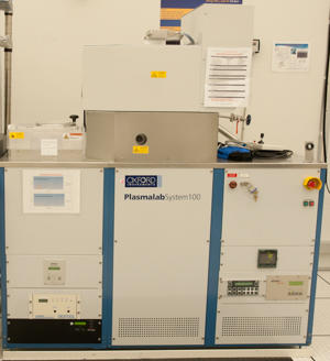 Photograph of the Oxford Plasmalab 100 inductively coupled plasma etcher.