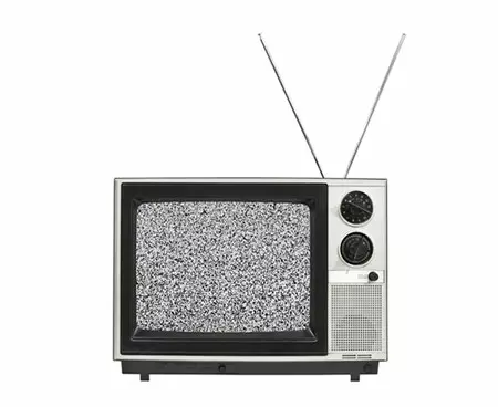 Television with fuzzy picture on screen