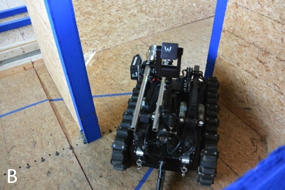 A basic maneuvering test to Center in Alleys has a variable width wall separation set to the turning diameter of each robot's ground contacts. 