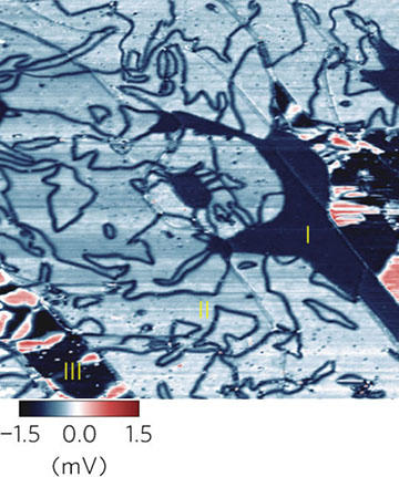 Thermopower image of epitaxial graphene.  Three distinct indexed regions are marked l, ll, and lll.