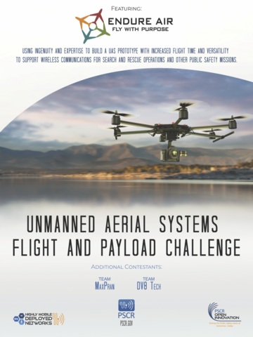 movie poster highlighting the team EndureAir with their logo and a photo of a drone over the horizon