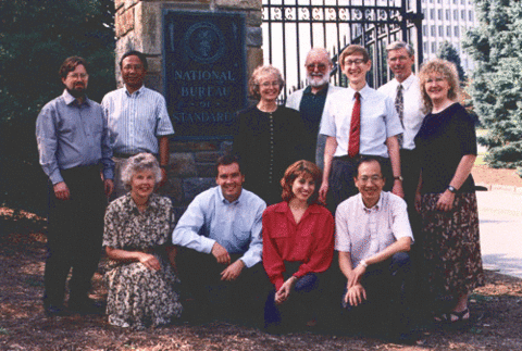 Photo of STRD Team:  (from left to right)  front row: Carroll Croarkin, Eric Lagergren, Lisa Gill, Hung-kung Liu  back row: Will Guthrie, Nien Fan Zhang, Phoebe Fagan, Bert Rust,  Mark Vangel, Jim Filliben and Janet Rogers