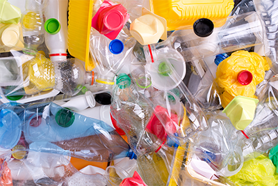 Plastics awaiting recycling