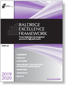 2019-2020 Baldrige Excellence Framework Health Care cover art