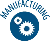 Gears with the word "manufacturing"