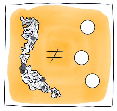 An illustration of a small particle is placed next to an illustration of polystyrene spheres.