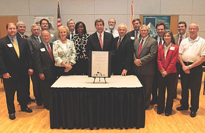 Alabama Governor Bob Riley and MEP Director Roger Kilmer join partners of the Alabama Technology Networks' Alabama E3 Initiative for the project's kickoff celebration