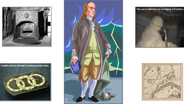Collage of Benjamin Franklin related images