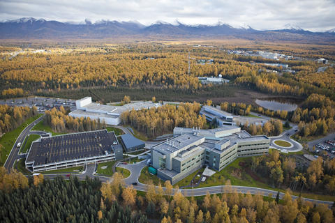 Aerial shot of the University of Alaska Anchorage  campus