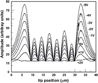 RB-EFM measurement of interdigitated electrodes with various DC biases.