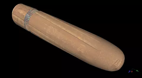 Digital image shows bullet with long grooves.