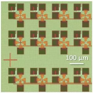 Small array of transistors designed for single device integration.