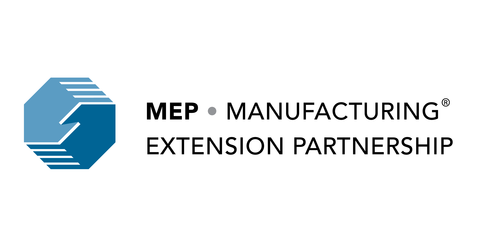 Two shaking hands in blue. Words: MEP Manufacturing Extension Partnership with TM sign