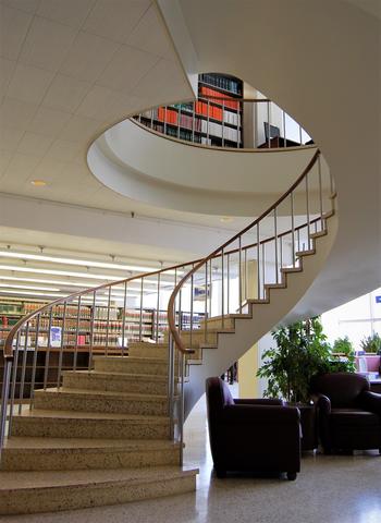 spiral staircase in the NIST Research Library