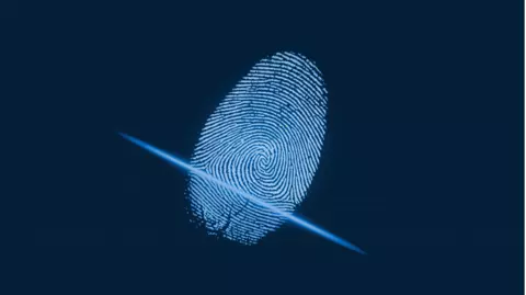 This image shows a blue fingerprint