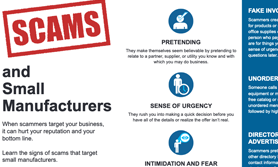scams and small manufacturers brochure cover