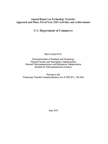 The front cover of the FY19 DOC Technology Transfer Report