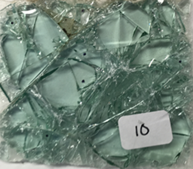 Photo of broken laminated windshield glass